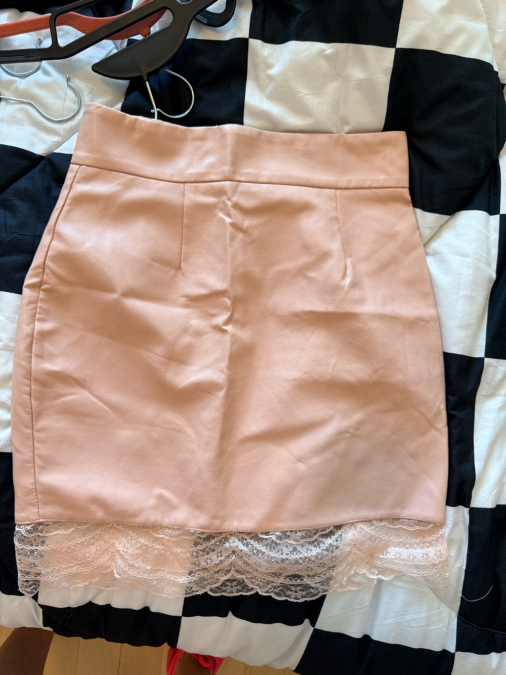 superdown Peach Faux Leather Pencil Skirt